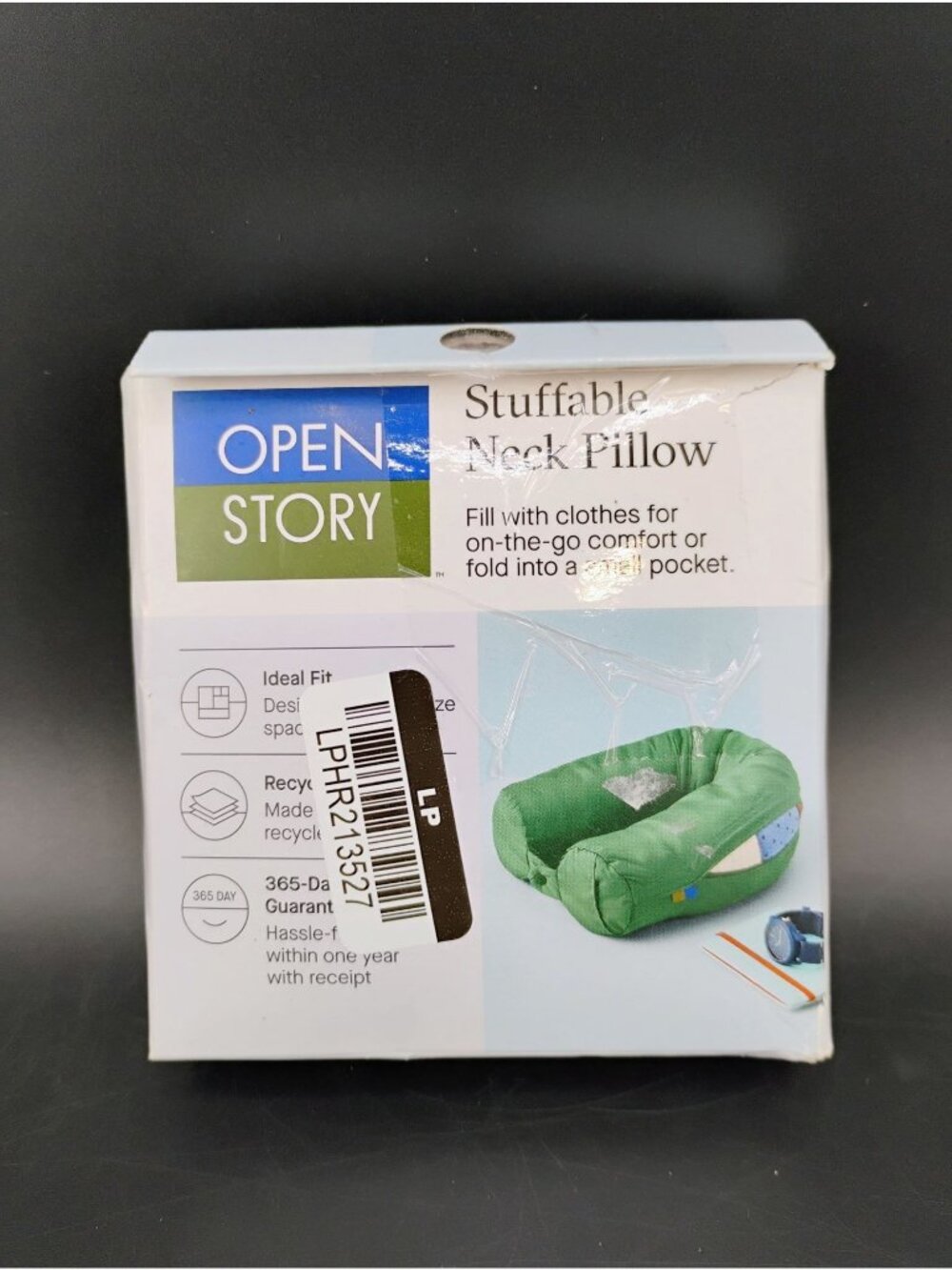 Open Story Stuffable Neck Pillow Travel Essential Green